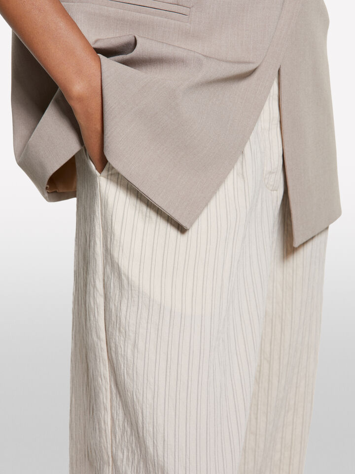 Cream white striped trousers - women's palazzo trousers - Creamy White | Sisley image number 4